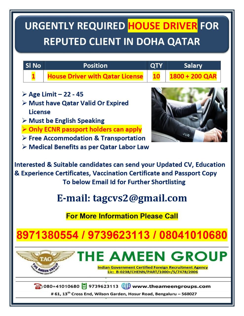 House Driver Vacancy In Qatar Gulf Job Vacancy 2022 Govt Jobs Diary