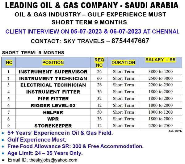 Oil Gas Saudi Arabia gulfjobvacancy